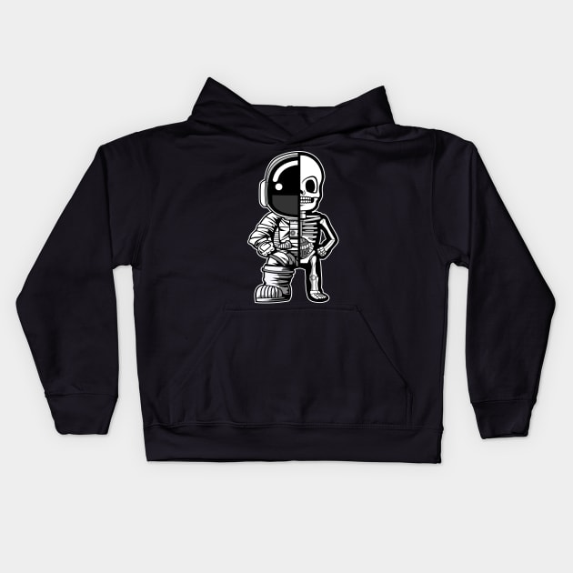 Astronaut Half Skeleton Kids Hoodie by ArtisticParadigms